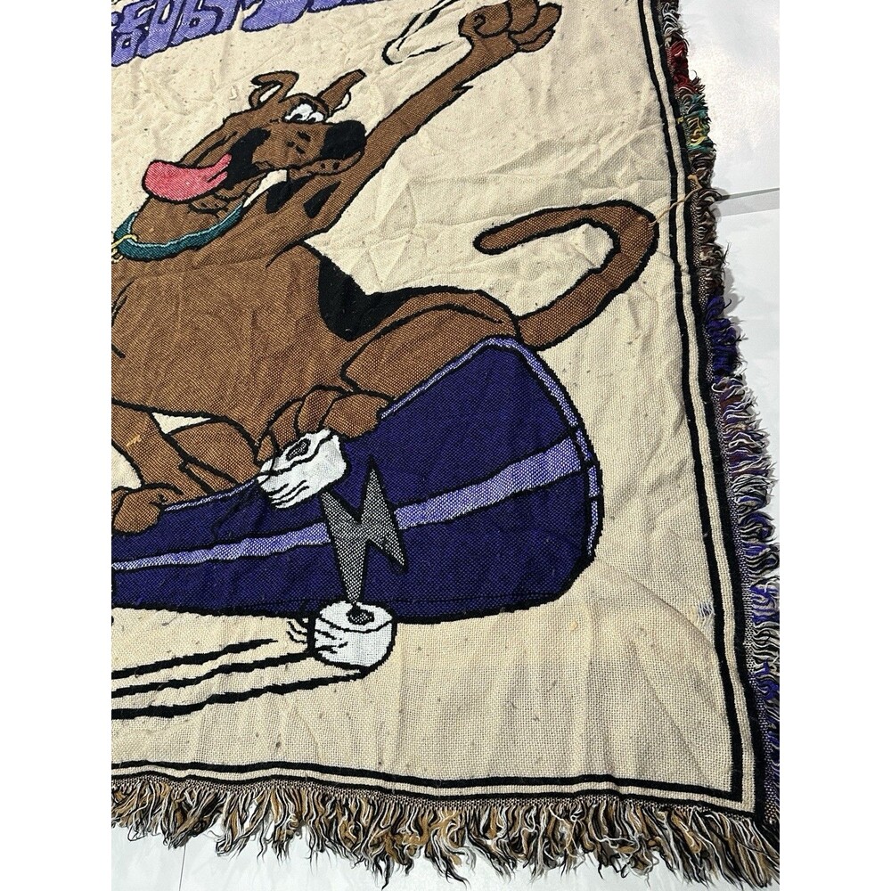 Vintage 90s Scooby Doo Skateboarding Throw Blanket Woven Tapestry 59x46 Rare HTF - Picture 4 of 13